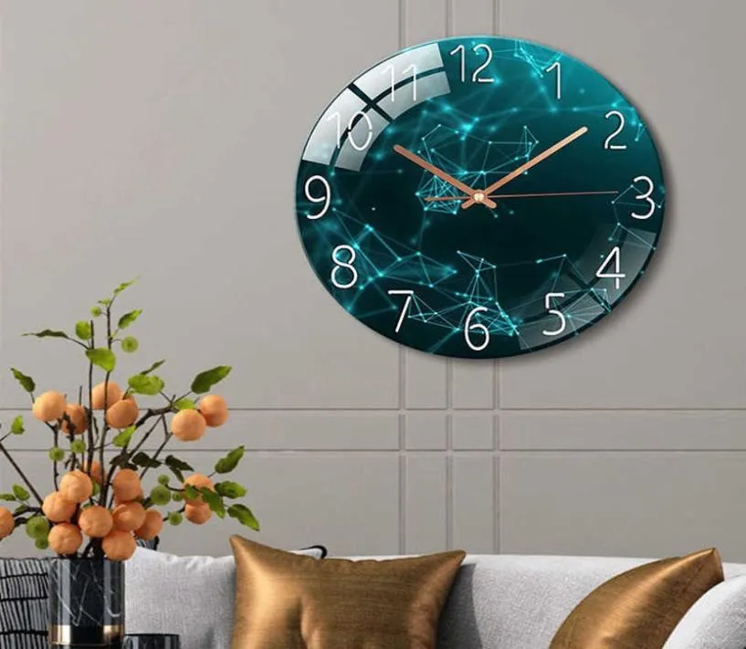 Cam duvar saati modern tasarım peyzaj lambası lüks renkli sanat reloj pared dekorativo saatler oturma odası yatak odası ev dekor x04471156