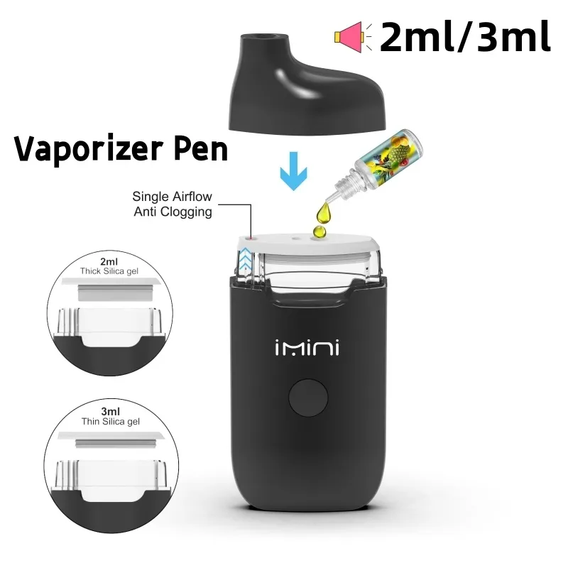 Wholesale Imini C16 Vape Tank 2ml 3ml Disposable Square Device Disposable Vape Pen Black Yellow Empty Tank Oil Vaporizer D8 D9 280mAh Preheat USB Recharge Device Pod