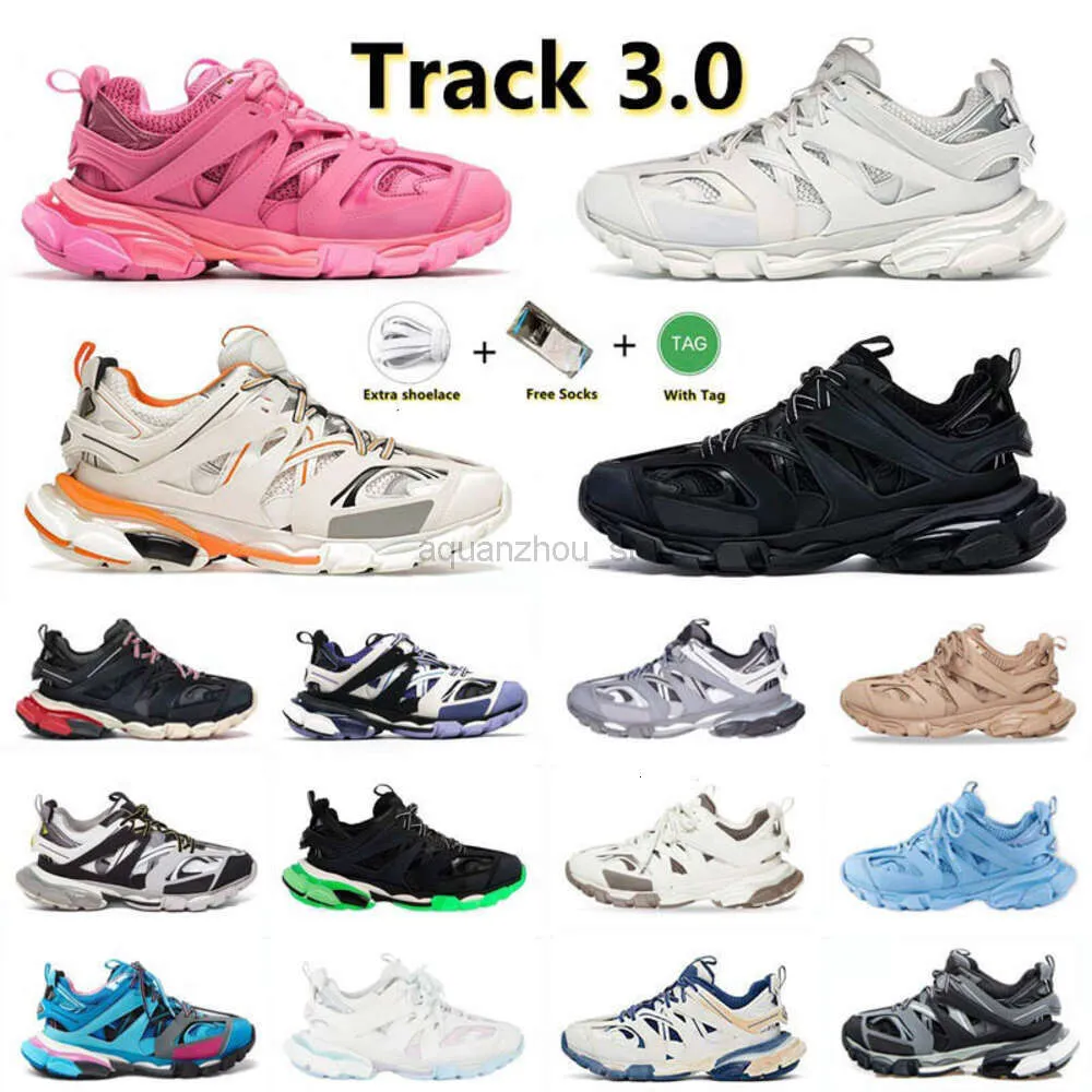 Lüks marka tasarımcısı erkek kadınlar gündelik ayakkabılar 3 3.0 paris vintage eski deri siyah beyaz bej pembe Tess.S. Tracks Runner Trainers Spor Sakinleri