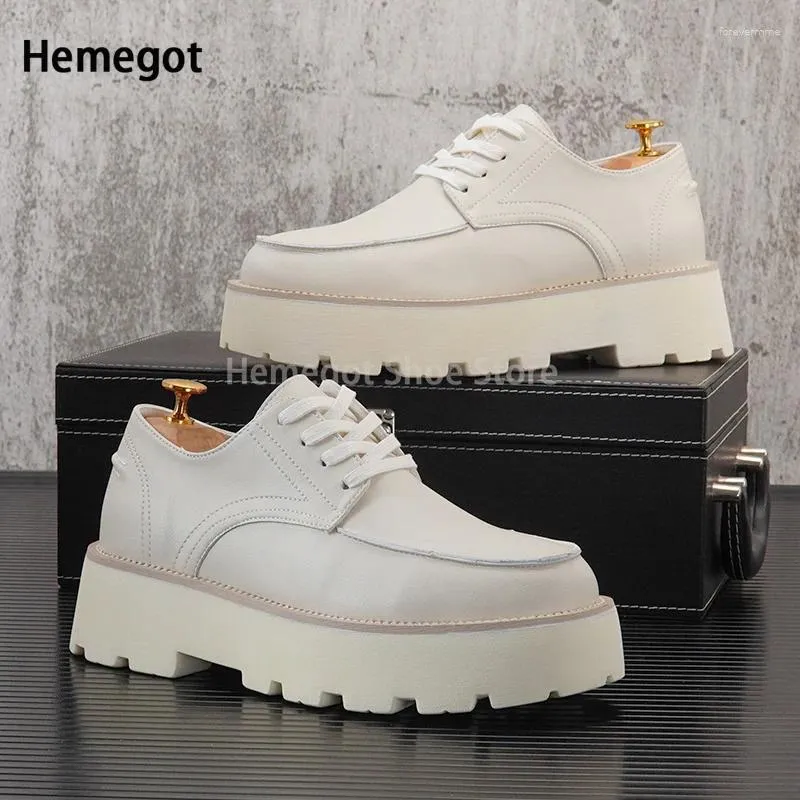Casual Shoes Thick-Soled Lace-Up Loafers Men's Spring Trend Inner Heightening British Style Leather For Male