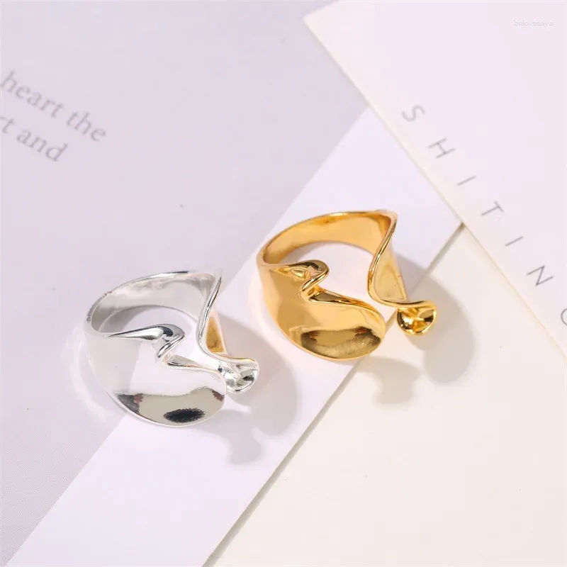 Anelli di cluster punk Open Aperti dimensioni ridimensionabili in argento in argento dita in metallo irregolare anello unica geometrica liscia per le donne gioielli