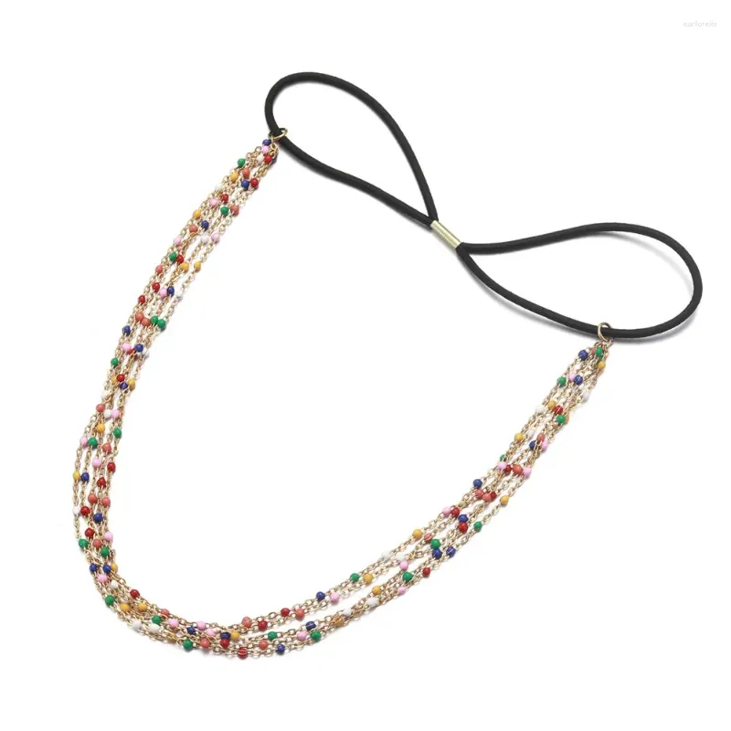 Clips de cheveux Minamama Bohemian multicouche Perles en acier inoxydable Bandeaux de chaîne de chaîne Phichette pour femmes Bods Boho Accessoires