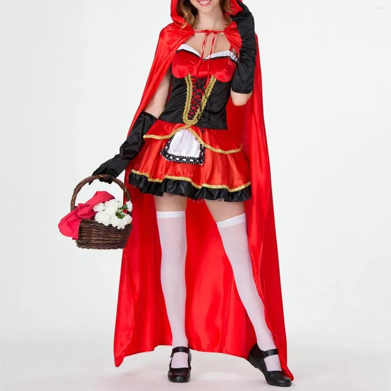 Robes de travail Femmes Vampire Cosplay Costume Halloween Party Party Carnival Mini robe robe coffre avec des vêtements de dentelle sexy