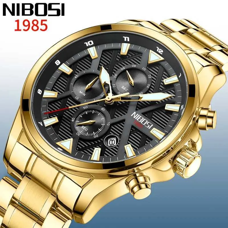 Montre-bracelets Nibosi Mens Top Brand Luxury Quartz Fashion Leisure Sports Chronograph Watch Imperproof Relios Masculino Q240426