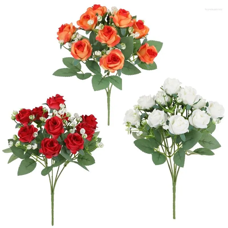 Fleurs décoratives Fleur artificielle Accessoires de décoration de salle de maison Rose Bouquet pour le mariage de table de Noël de Noël décor faux cadeau