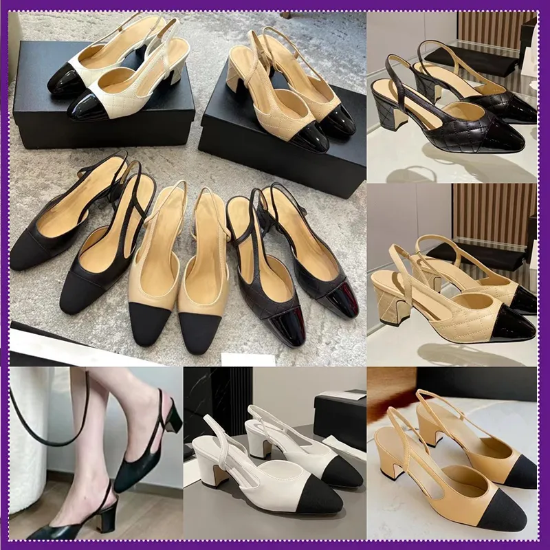 Designer di scarpe eleganti tacchi al 100% slingback in pelle genuina pompa eu35-41 tela da donna in tela estate di capra grorosgrain lussuoso sandalo