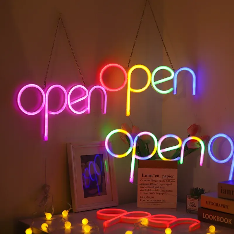 Otwieracze LED Store Otwarcie Neon Znak Businów USB Znaki Reklama Lekkie zakupy Neon Billboard dla barów kawę