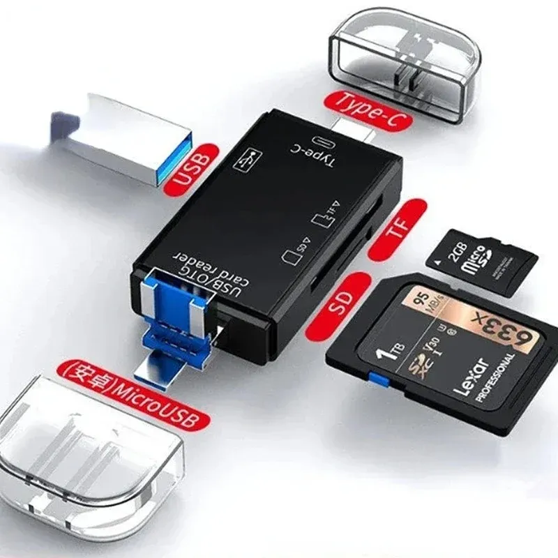 Kortläsare USB 3.0 Typ C till SD Micro TF SD Adapter för bärbara datortillbehör OTG CardReader Smart Memory SD