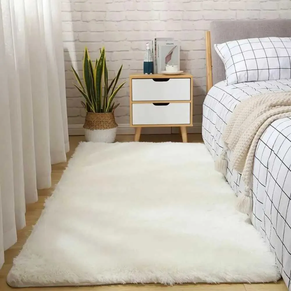 Teppiche Vikama Seidenwolle Teppich Schlafzimmer Bett Teppich Home Scandinavian Style Ins Wohnzimmer Mädchen Zimmer Langes Haar Teppich Bodenmatte