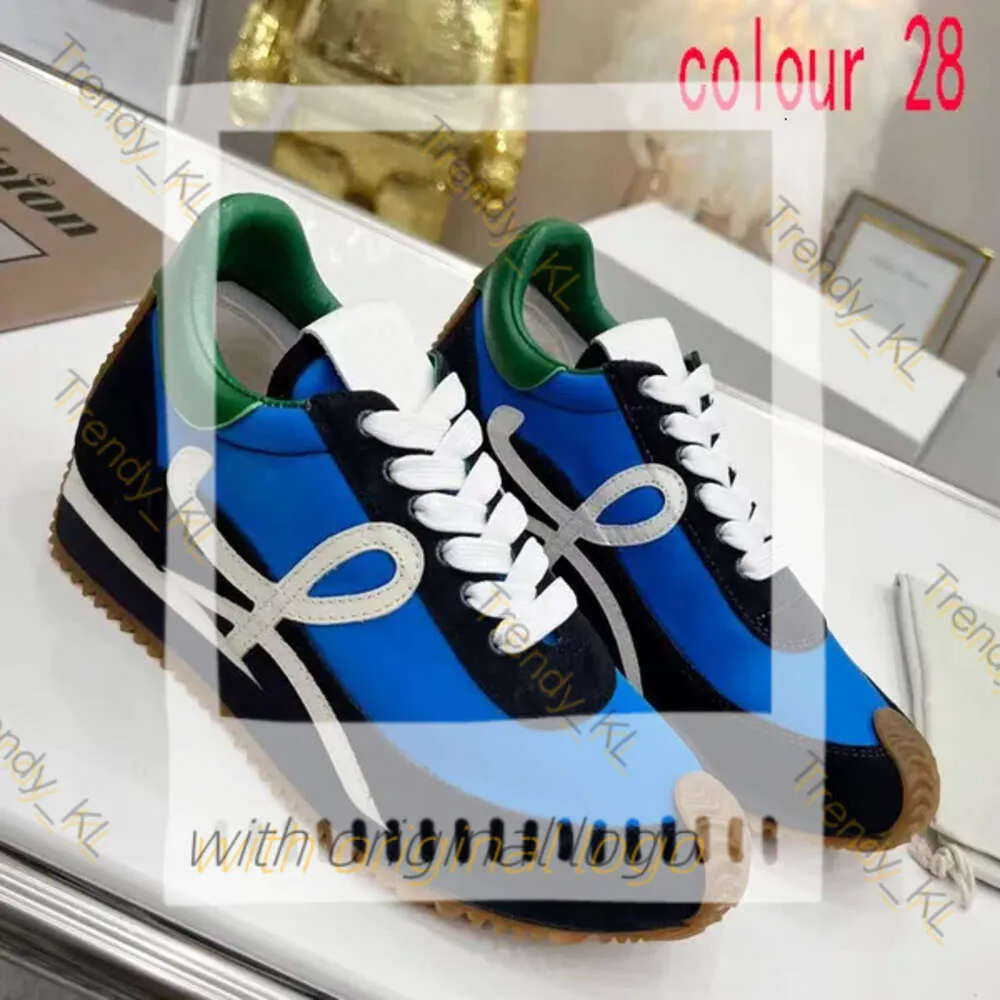 Män och kvinnor Loewew Bag Shoes Designer Shoe Casual Shoes New Leather Lace-Up Sneaker Lady Platform Running Trainers Thick Soled Gym Sneakers Stor storlek 36-44 376