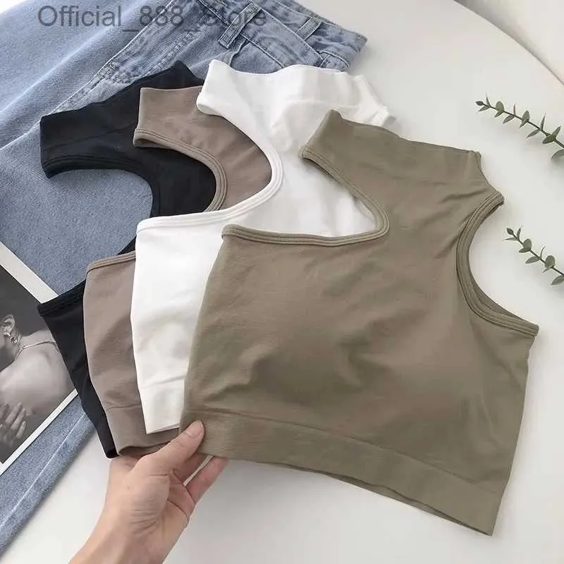 Tanques femininos Camis Mulheres sexy Summer Summer Hollow Tops Halter Tops sem problemas Slim Fit Summer Casual Casual Color sem costas Tubos de streetwear D240427