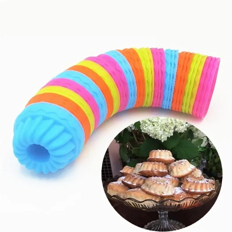 Formen 12pcs/Pack Silicon Liner Cupcake Paper Backbecher 3D Muffin Hüllen Kuchenformschale Dekorationswerkzeuge