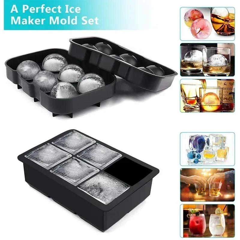 Outils 615 Square Gce Cube Moule Foodgrade Glea Bray Moule Diy Ice Ball Maker Silicone Skull Round Hockey Moule Cuisine Gadgets