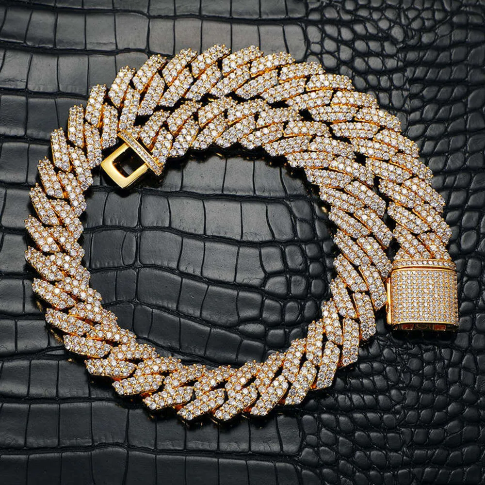 19 mm mrożona biżuteria biżuteria kubańska łańcuch linku złoty srebrny plaster bling miami cZ Diamond łańcuch dla mężczyzn