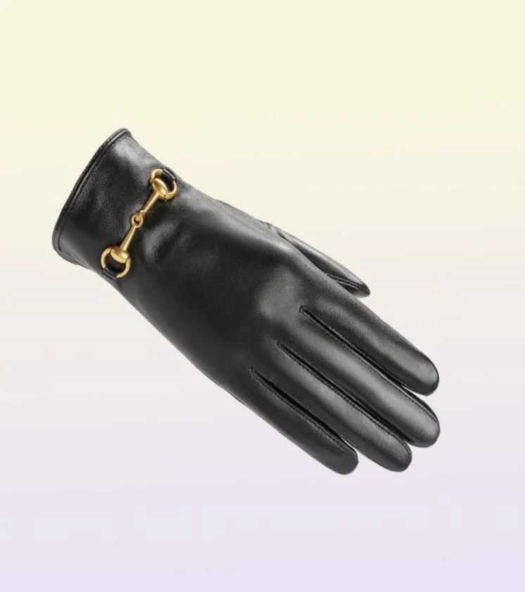Перчатки Five Fingers Classic Ladies Girls Designer Leather Metal Cool Punk Winter Теплый сенсорный экран подарок 4086216