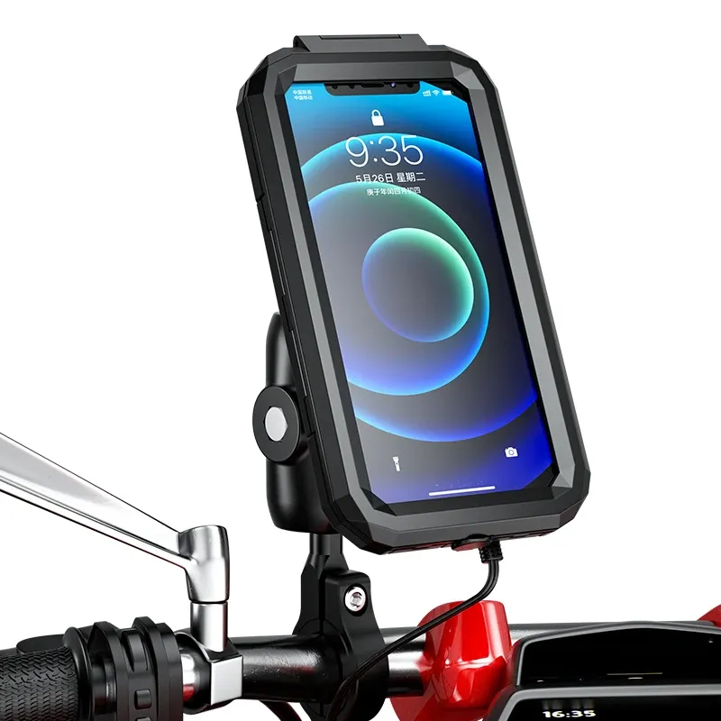 Support de téléphone moto support de vélos étanche de vélo de vélo de vélo 1 "Ball Gopole Mobile support de mobile à double prise Base d'aluminium