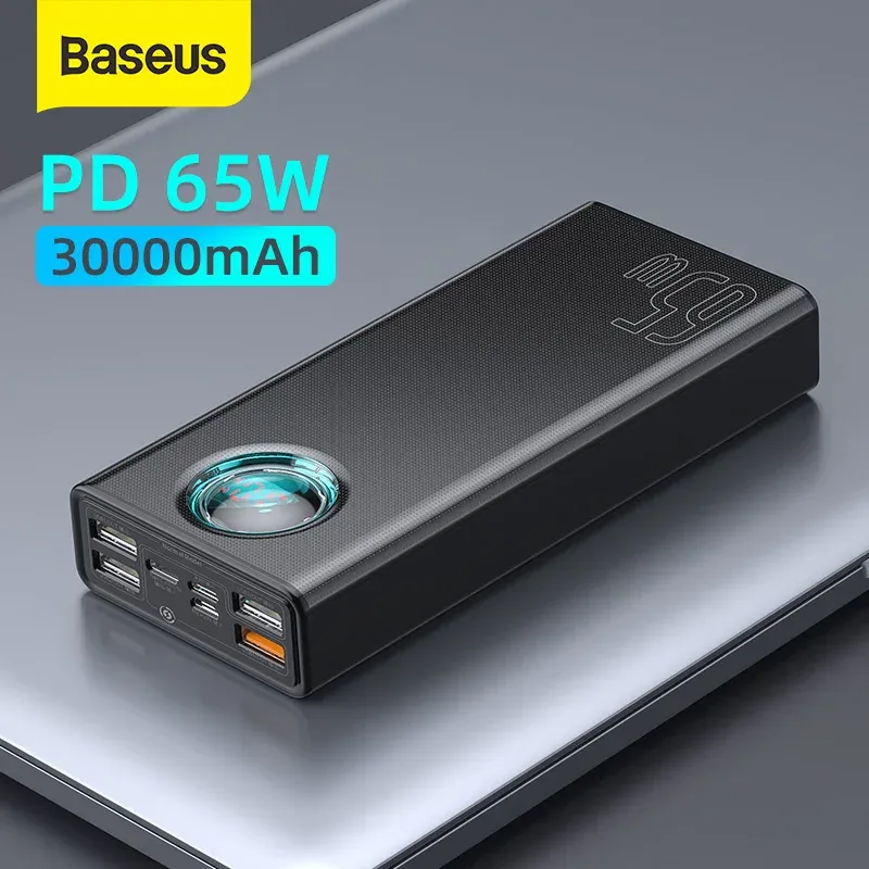 BASERIES BASEUS 65W Power Bank 30000 mAh 20000 mAh Szybki ładunek PD QC 3.0 SCP AFC Powerbank dla zewnętrznego baterii laptopa iPada na iPhone'a 12
