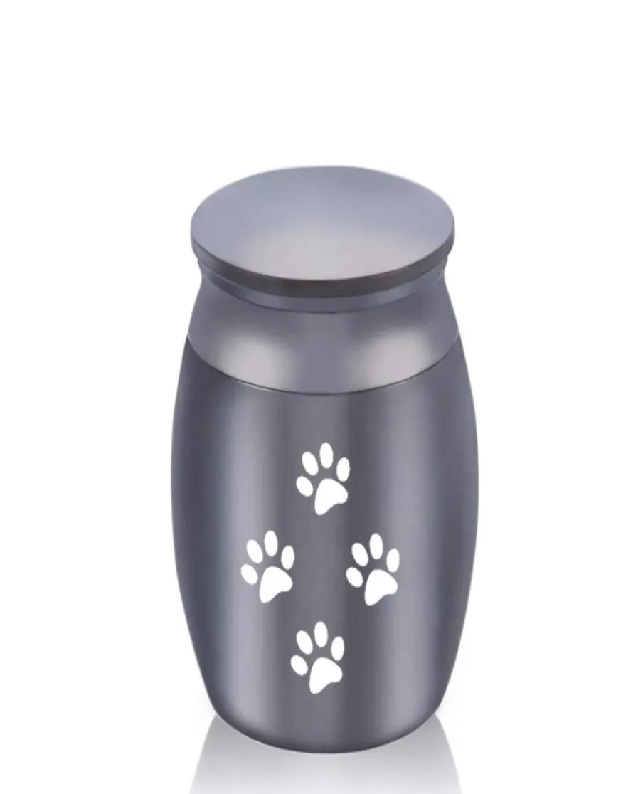 30 x 40 mm huisdieren honden kat poot crematie as urn aluminium legerings urns aandenken kistkist columbarium mini opslagtank huisdieren gedenktekens1247886