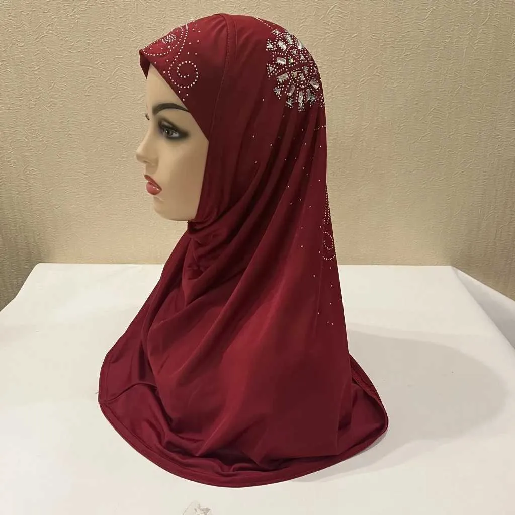 Bandanas Durag H237 Красивые большие Gilrs или взрослые мусульманские головные платки с каменным исламским бритьем скальпа военная шляпа, натянутая на упаковку 240426