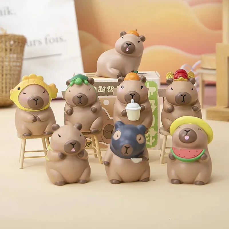 Capybara Blind Box Animal Kapibara Figura giocattoli a sorpresa Girls Girls Birthday Christmas 240422