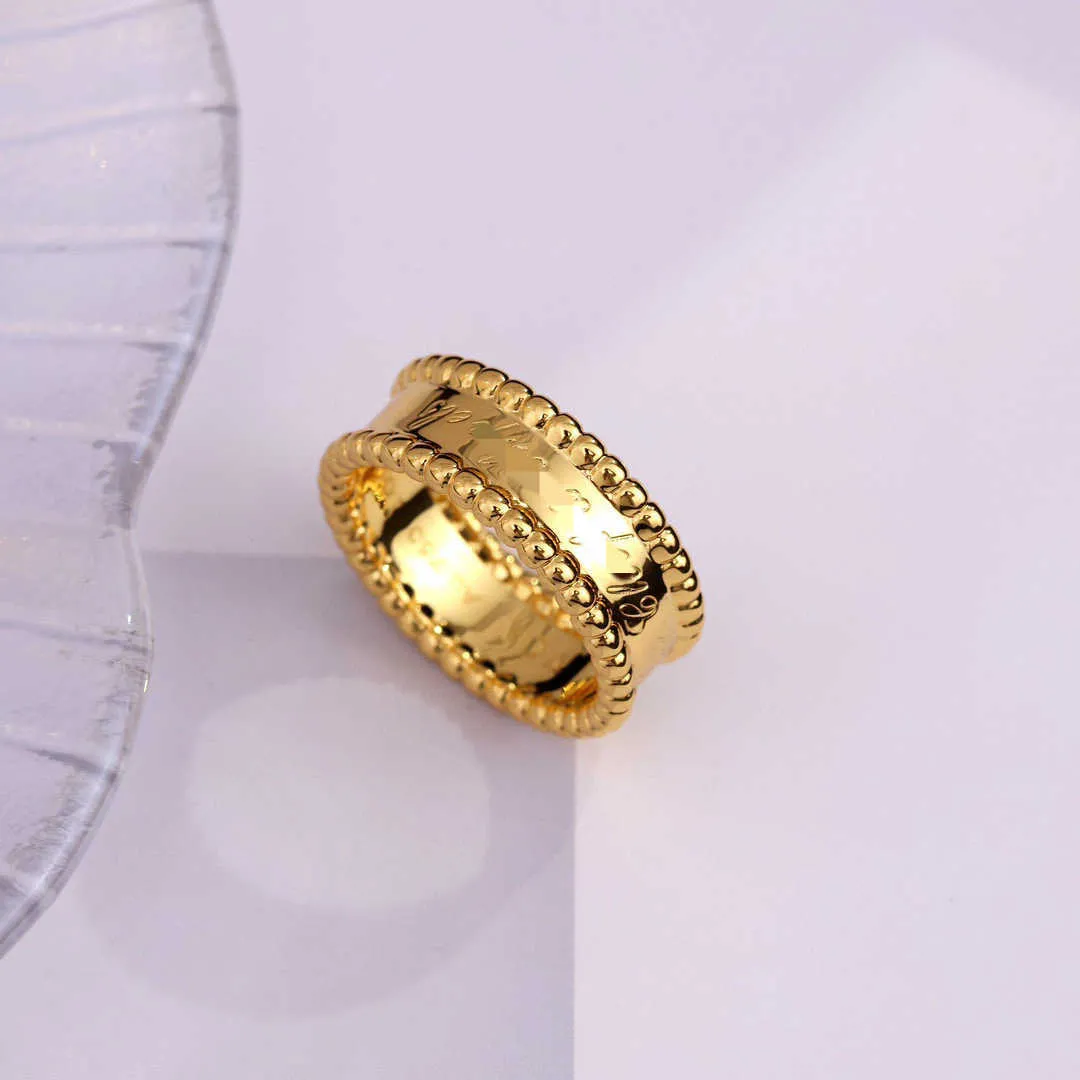 Brand Jewelry Original V Gold Gold plaqué 18k High Version Mijin Clover Kaleidoscope Signature Ring Personnalisé