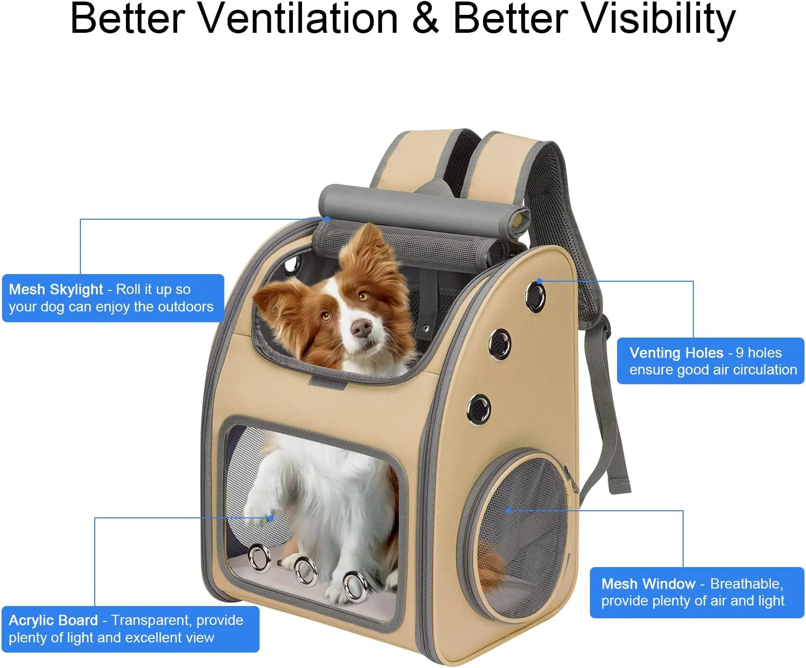 Sac à Dos Porteur Pour Chat - Transparent Avec Fenêtre Bulle - Léger Et Respirant - Pour Randonnée Et Voyage