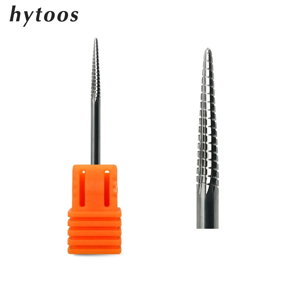 Bits Hytoos Cono Carbide Taladro de uñas Bits 3/32 "Cutícula Clean Nail Bit 3/32" Cortadores de manicura rotativa Accesorios de clavos de extracción de gel