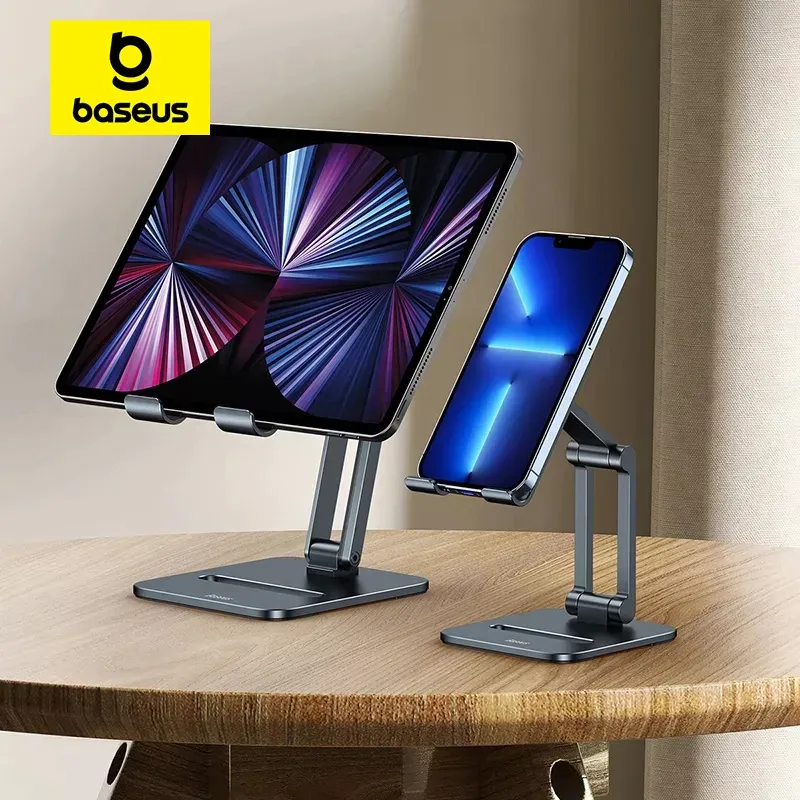 Stands Baseus Phone Holder Desk Stand per supporto per supporto per tablet per cellulare Supporto per iPhone 13 12 iPad Pro Air Metal Phone