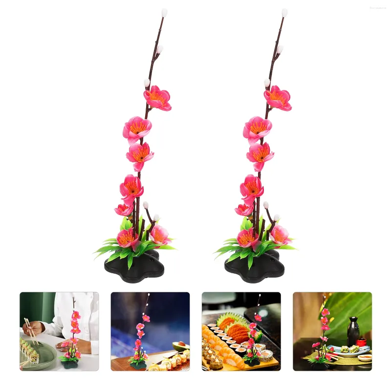 Decorative Flowers 2 Pcs Sashimi Decoration Sushi Dish Flower Artificial Dining Room Table Food Adorn Ice Tray