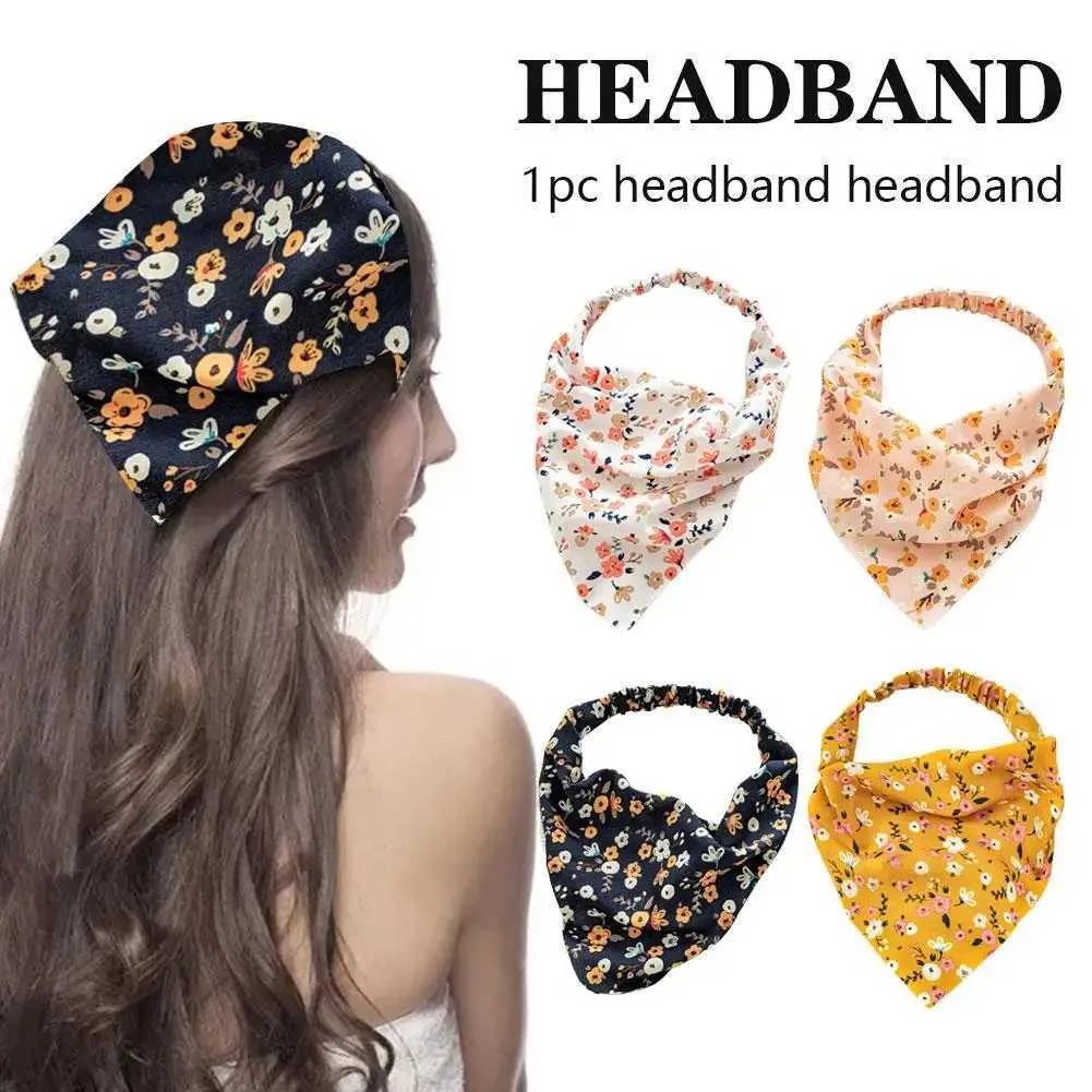 Bandanas Durag Pastoral Style Headcard Hair Clip Womens Elastic Band Segmented Pairing Versatile Flower Headpiece Triangle Elastic Scarf T5D5 240426