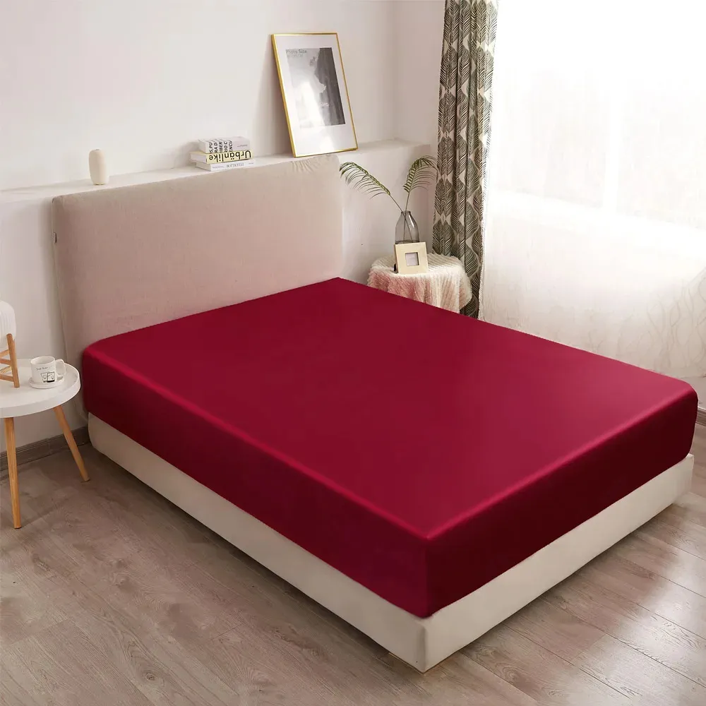 Satin takılmış levher derin cep tek yatak kapağı nefes alabilir yumuşak rahat yatak seti sayfa 90 160x200 240410