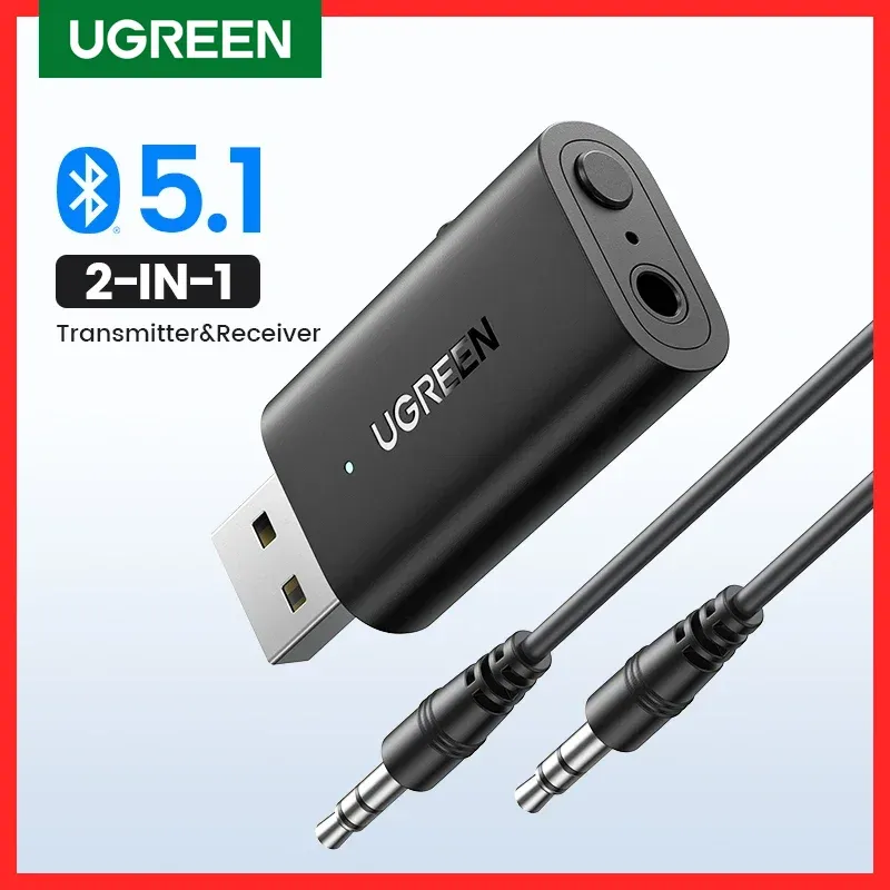 Адаптер Ugreen 2 в 1 Bluetooth Car Adapter Bluetooth 5.1 Стерео -передатчик.