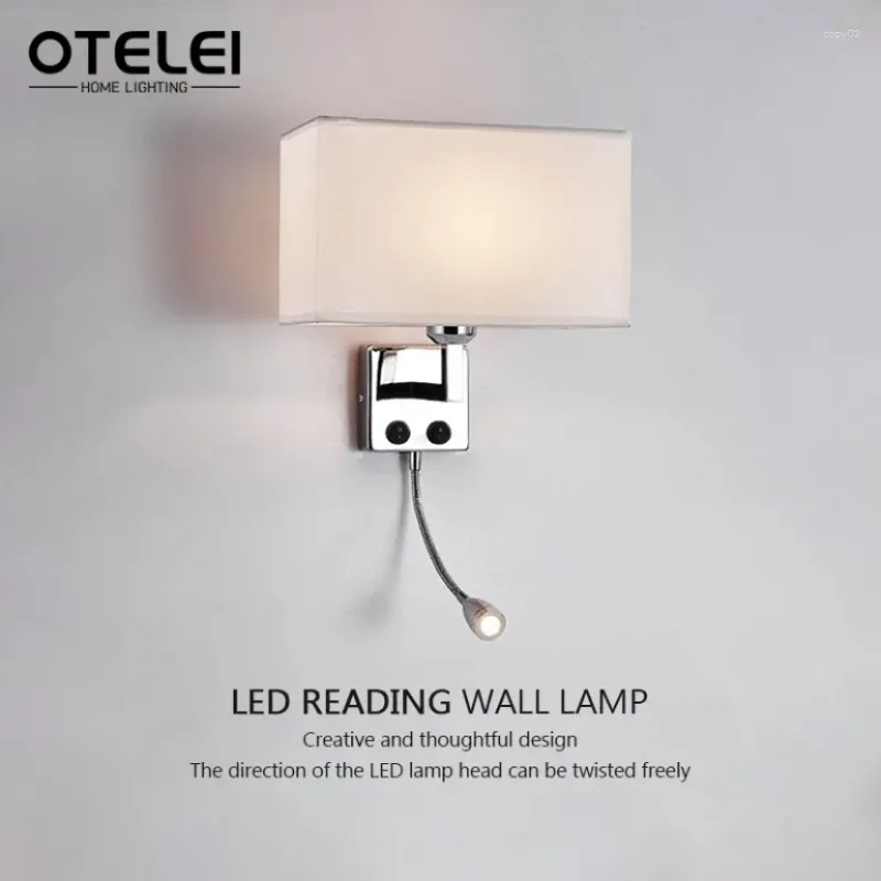 Wall Lamp Modern E27 With Switch El Bedside Fabric LED Reading Light Bedroom Study Nordic Home Decoration Lighting Fixtures