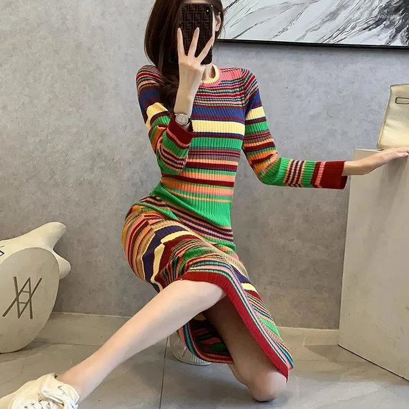 Mid-Length Slim Fashion Striped Sweater Mid-Length Slim Fashion Striped Sweater
