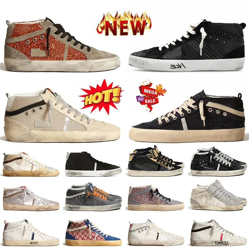 Authentische Luxus Wildleder Leder Mid Star Designer lässige Schuhe OG Original Golden Goode Italien Brand Handgefertigte Trainer Damen Herren Plattform Vintage Silver Sneakers