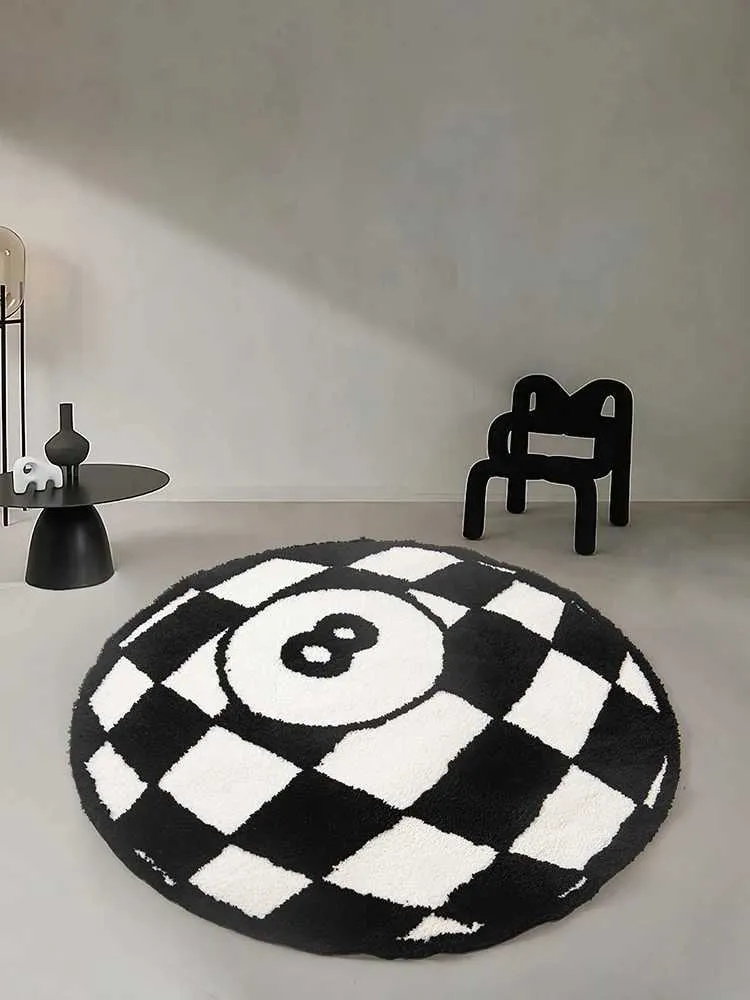 Dywany bilardowe czarne 8 piłki dywaniki dywan dywanika do salonu sypialnia Funky czerwone koło 8 piłka dywan puszysty dywan w łazience wystrój domu