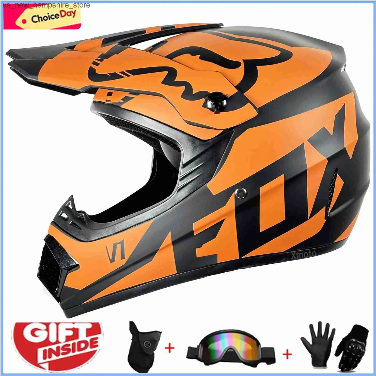Shooter Black And Orange Motocross Helmet JUST1 J39 ROCKSTAR MATT