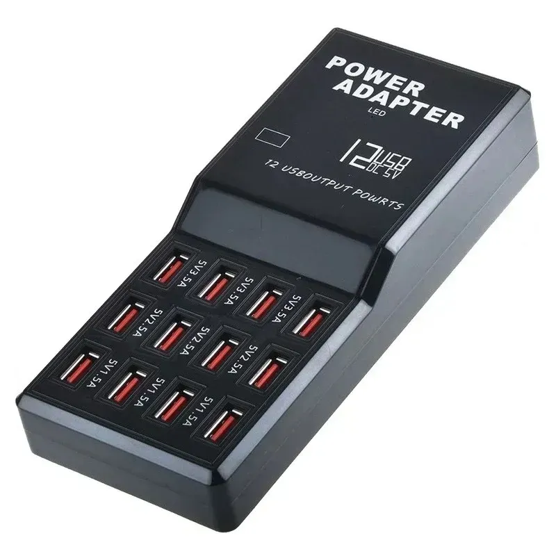 2024 USB Charger Mobiltelefonladdare 60W 10 PORTS USB Laddningsstation för flera enheter Smarttelefon Tablettfor 10-portar USB-laddare