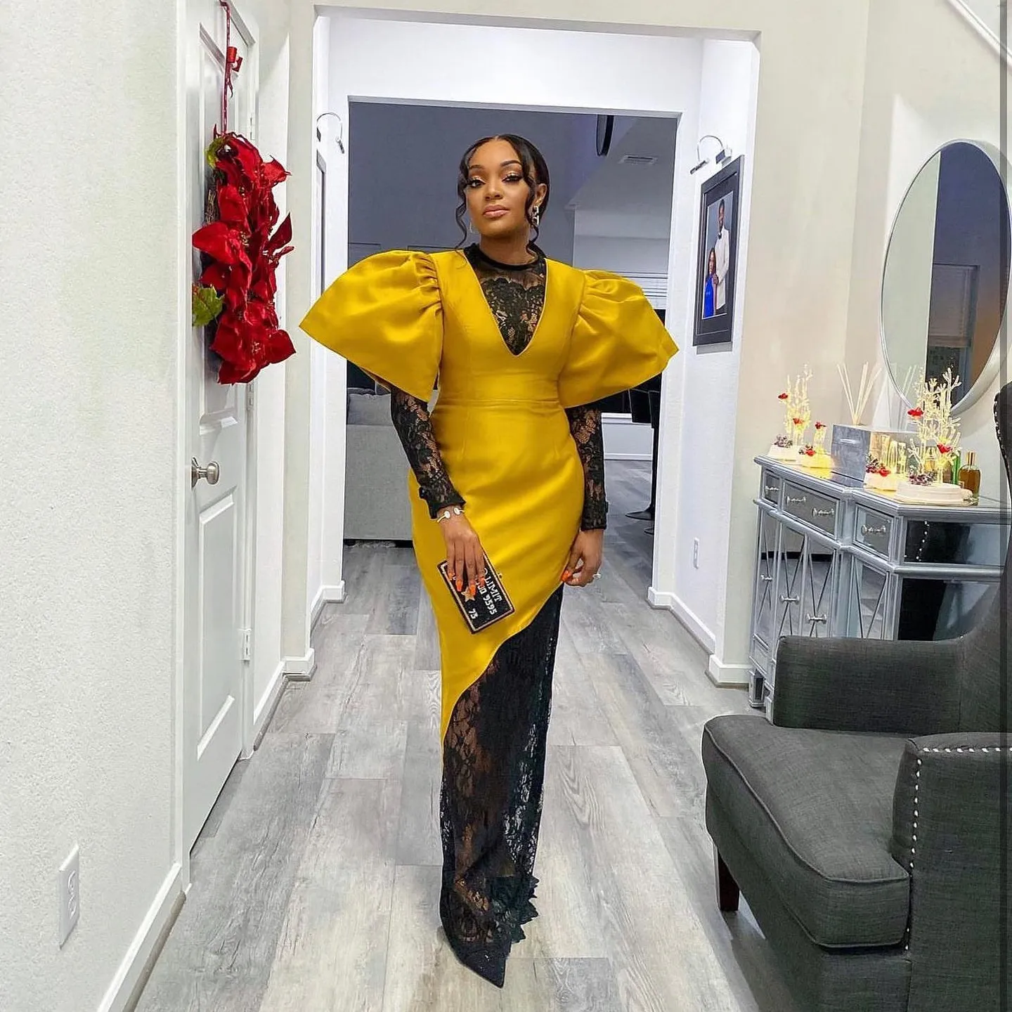 black and yellow plus size dresses Sleeves Plus-Size Dress – YELLOW SUB TRADING main image 1