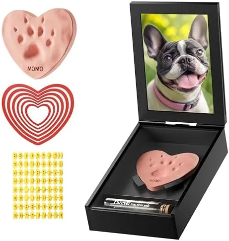 Pet Memorial Shadow Box with Paw Print Kit - Cherished Keepsake Frame ...