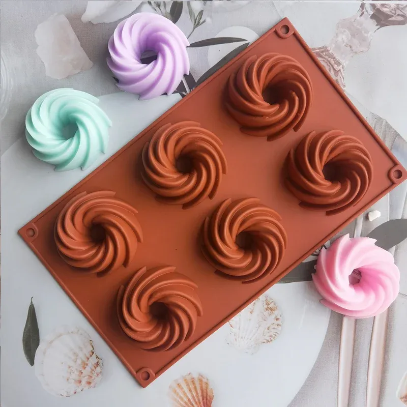 Moulds Porous Spiral Cake Silicone Mold Baking Tool Doughnut Chocolate Jelly Ice Cube Mold Biscuit Decor Making Soap Candle Mould Gifts