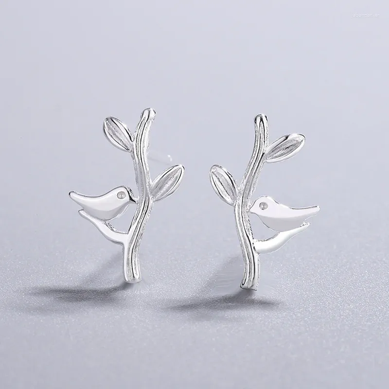 Studörhängen Ventfille 925 Sterling Silver Bird Branch for Women Forest Creative Trendy Party Jewelry Accessories 2024