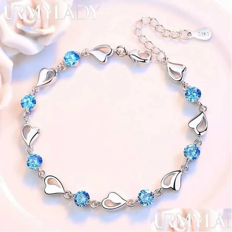 Ketting 925 Sterling Sier Bracelet Sieraden Hoogwaardige Retro hartvormige bruiloft Kubieke Zirkonia Lengte 20 cm Q240401 Drop Delivery Dhlym