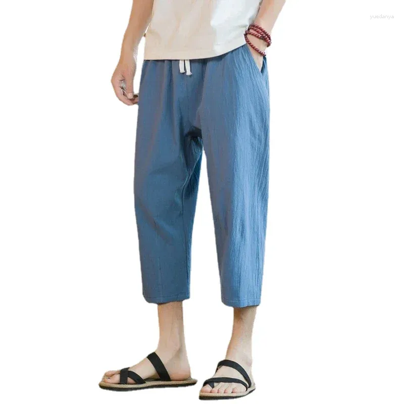 Pantaloni da uomo pantaloni estivi in cotone in lino cotone pantaloncini sciolti sciolti