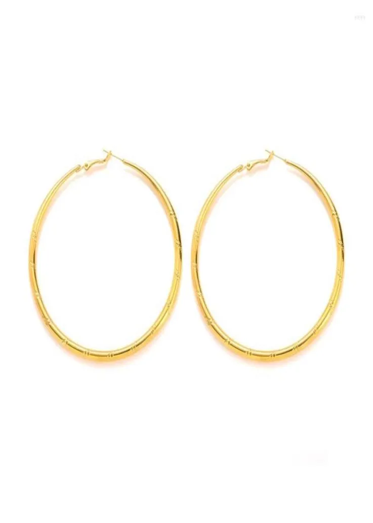 Orecchini a cerchio Coppia di grande cerchio grande in oro grande Creole Chic Hoops Gift UK3758995