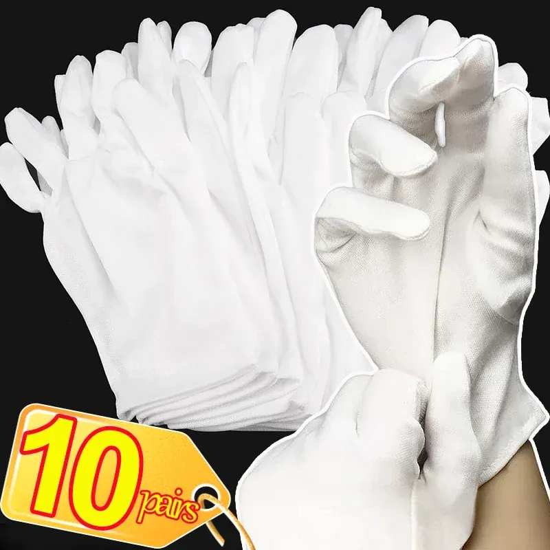 Guantes de algodón blanco trabajo de guantes a granel para películas de manejo en seco Guantes de spa Guantes altos altos Herramientas de trabajo de limpieza para el hogar