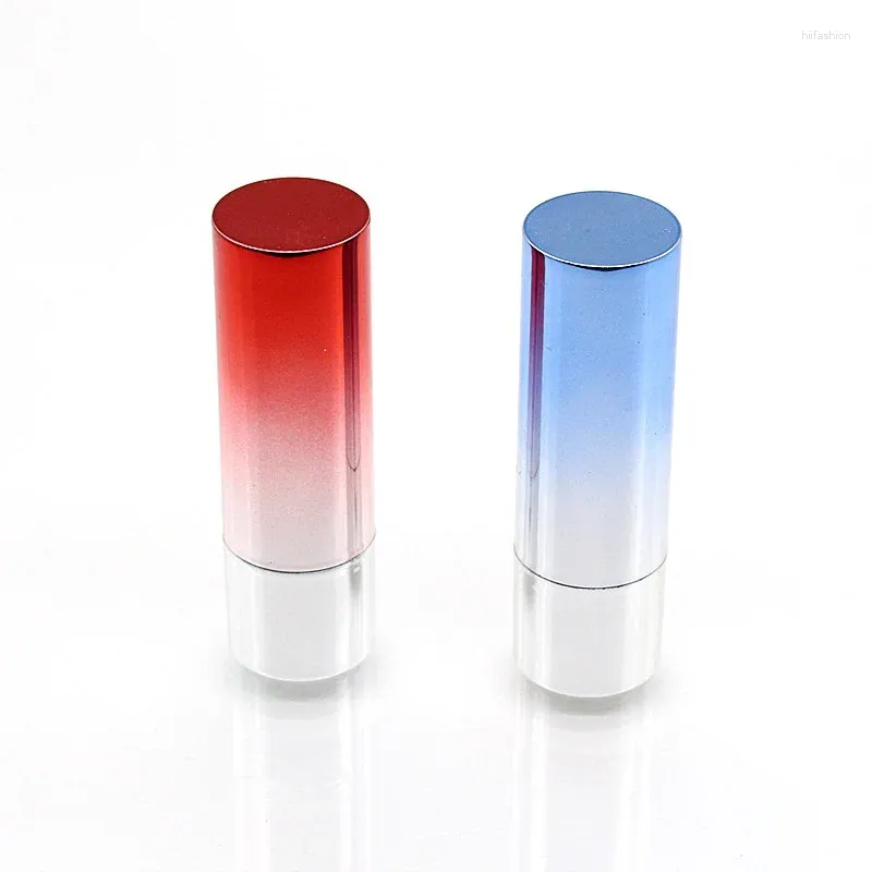 Storage Bottles 12.1mm Empty Lipstick Tube Round Gradient Blue/Red Press Bounce Lip Container Cosmetic Packagig Refillable Bottle