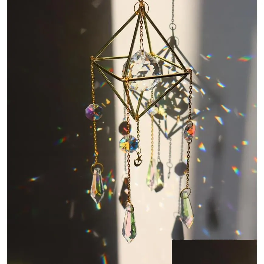 Decorazioni da giardino Chandelier Chimes Wind Chimes Prisms Crystal Prisms sospeso Sun Catcher Cionico Patio Windtown Decorazioni per esterni per interni Rai Otzgw