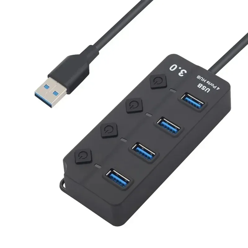 USB 3.0 전원 어댑터 4 포트 멀티 USB 스플리터 허브 USB 허브 2.0 USB 다중 팽창기 스위치 케이블 허브 도킹 스테이션