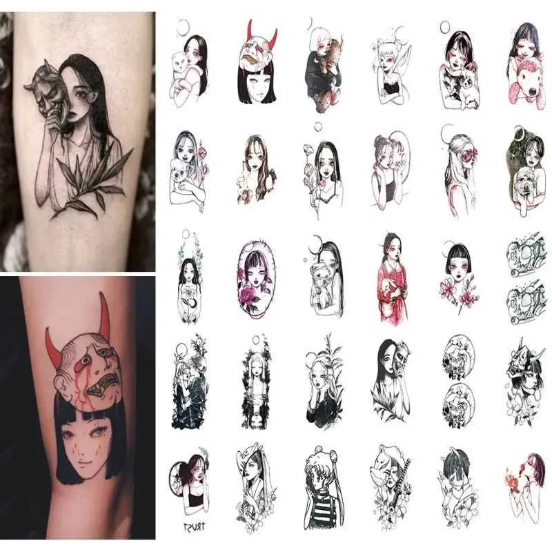 Tattoo Transfer 30pcs/set Fake Tatoo Waterproof Cool for Men Women Adult Temporary Tattoo Stickers Arm Shoulder Halloween Tatuaje Brazo Hombre 240427